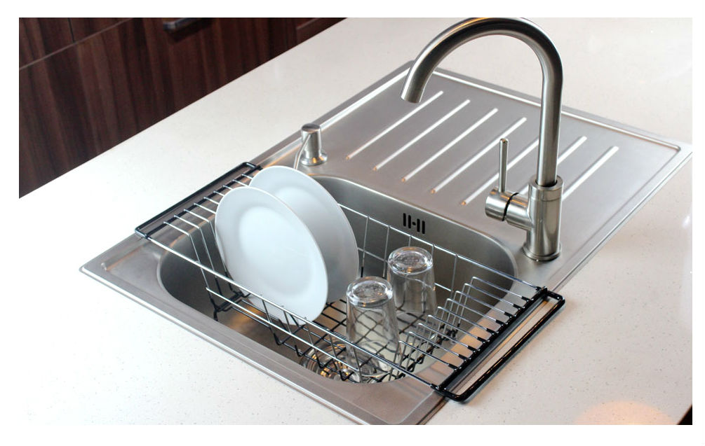 Dish Drainer Rack with In-Sink or Counter Drying - Chrome
